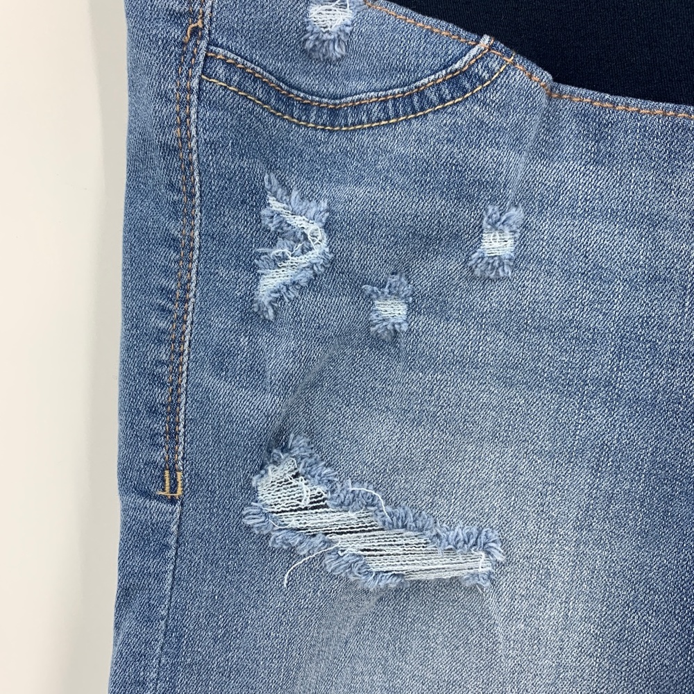 1822 Denim Evalyn Maternity Sustainable Roll Cuff Distressed Short Sz 27 - Picture 3 of 11